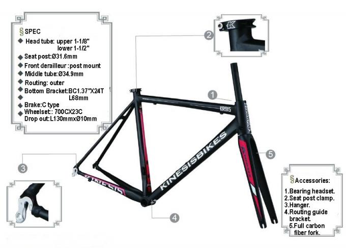 Scandium-Aluminium-Radrahmen für Fahrräder Aero Road Racing Frame Leichtgewicht Alle Größen OEM 10