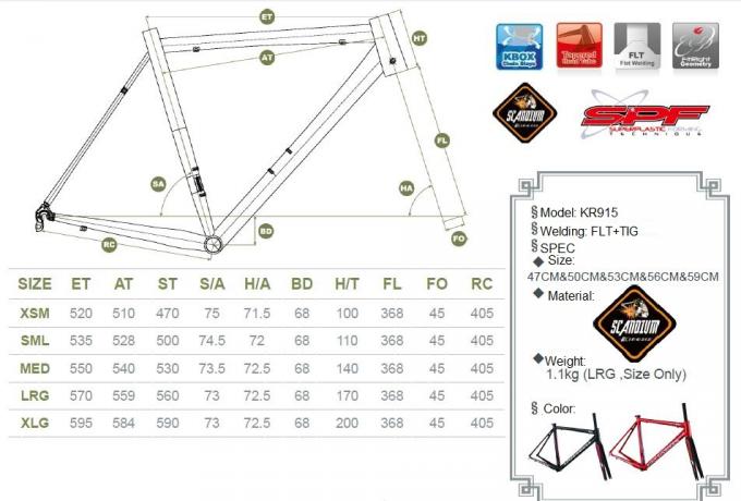 Scandium-Aluminium-Radrahmen für Fahrräder Aero Road Racing Frame Leichtgewicht Alle Größen OEM 11