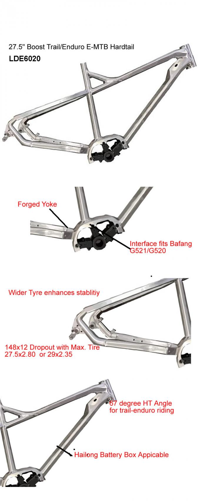 29er Bafang 500w E-Bike Rahmen Mittrieb Elektroradteile 0
