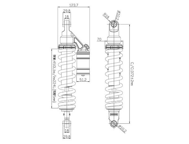 DNM MTY-RC Schneemobile Stoßdämpfer Spirale Feder Suspension 370-480mm langer Absprung/Kompressionsdämpfung verstellbar 1