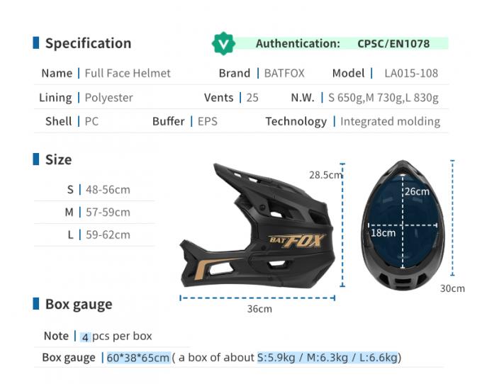 BMX Vollhelm für Erwachsene Abfahrt Offroad Integrierte Anti-Drop Anti-Glare Hut Rand Vollgesicht Helm Schwarz 1