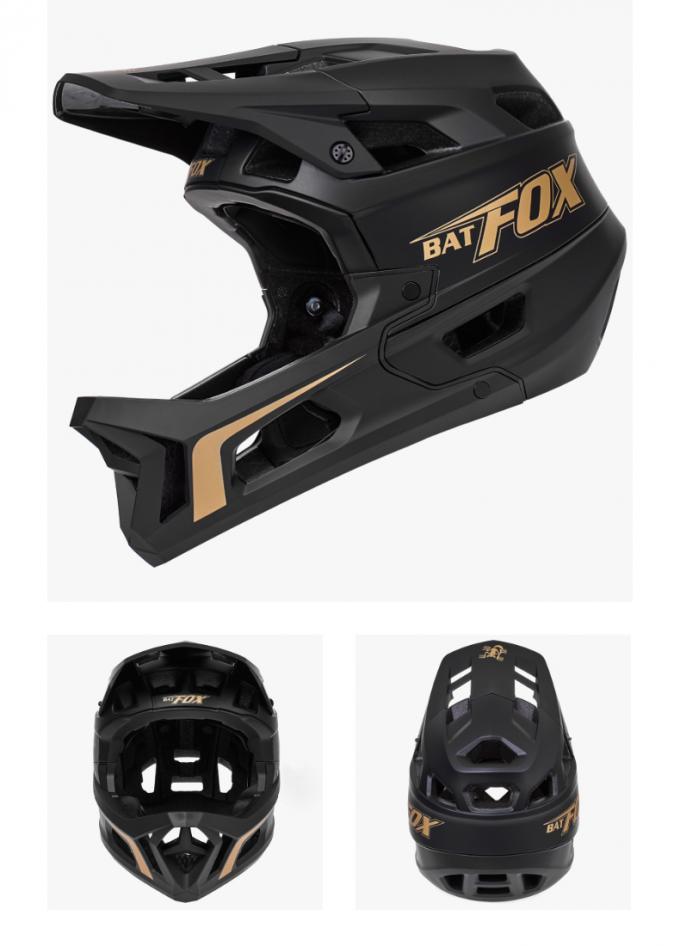 BMX Vollhelm für Erwachsene Abfahrt Offroad Integrierte Anti-Drop Anti-Glare Hut Rand Vollgesicht Helm Schwarz 6