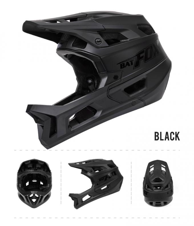 BMX Vollhelm für Erwachsene Abfahrt Offroad Integrierte Anti-Drop Anti-Glare Hut Rand Vollgesicht Helm Schwarz 12